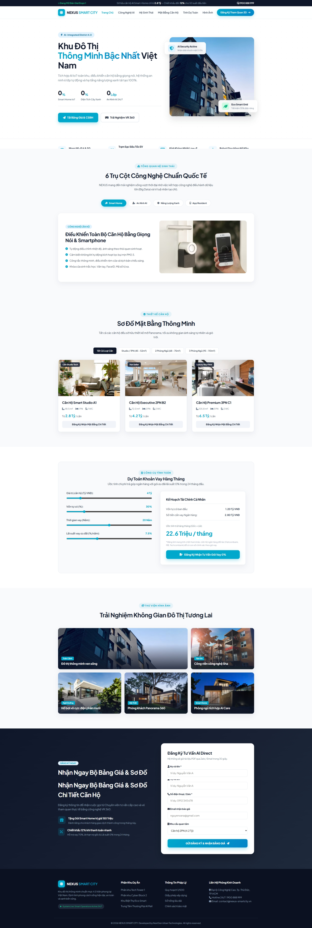 Landing Pages Bất động sản Nexus Mẫu